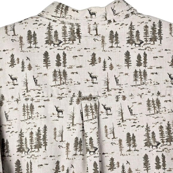 Columbia All Over Moose Tree Print Button Up Shirt Mens XL Pattern Hunt Nature - Picture 6 of 6